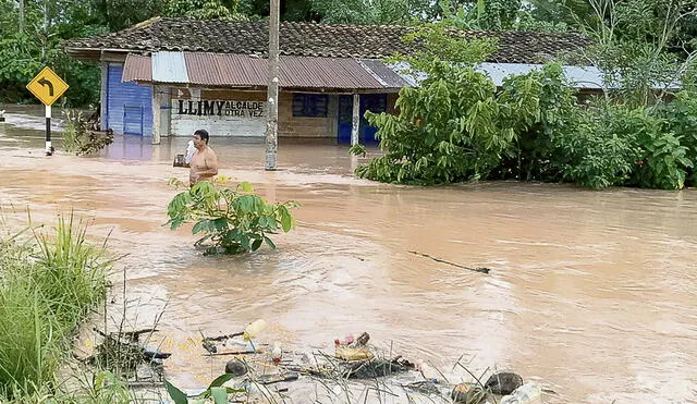 En San Martín. Varios distritos resultaron inundados debido a las intensas lluvias. Foto difusión