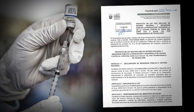 Iniciativa propone declarar de interés nacional la producción de la vacuna contra la COVID-19 por transferencia tecnológica. Foto: composición de Fabrizio Oviedo/ La República