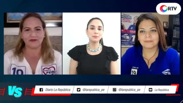 Debate entre Olga Johnson, del partido Avanza País, y Livia Flórez, de Somos Perú, en #VersusElectoral. Foto: captura/RTV