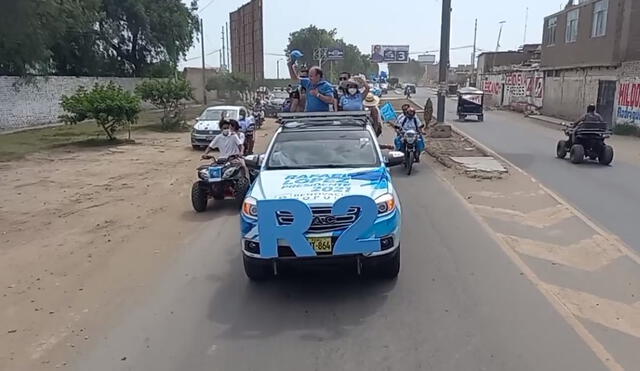 Caravana de López Aliaga en Chiclayo comenzó con varias horas de retraso.
