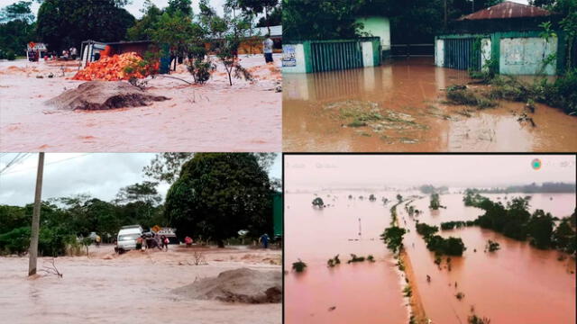 Desborde del río Tonchima inundó viviendas, carreteras y arrasó cultivos de arroz en San Martín. Fotos: Facebook