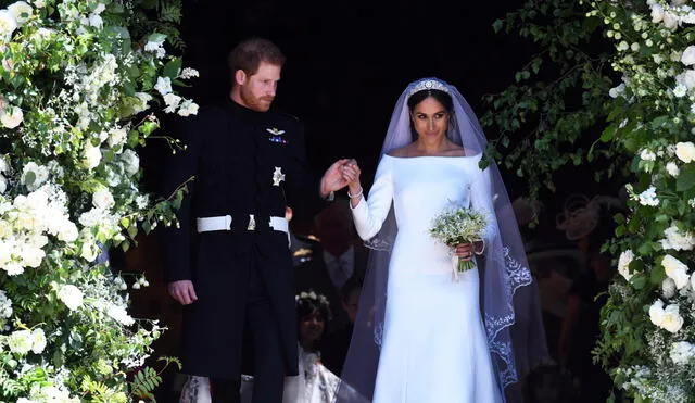 Meghan y Harry se casaron en la capilla de San Jorge, en el castillo de Windsor, el 19 de mayo de 2018, una ceremonia que contó con la participación de la reina y cientos de invitados de todo el mundo. Foto: EFE