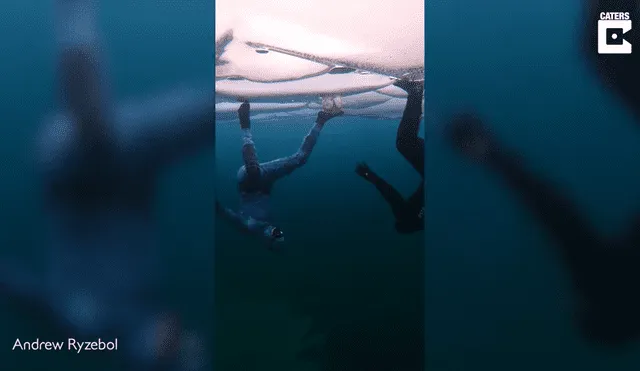 Ambos amigos disputaron este peculiar encuentro debajo del hielo. Foto: captura de YouTube