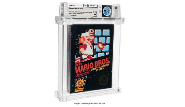 Una copia de Super Mario Bros sellada y original para la NES se vendió por cifra récord, y superó la marca anterior de 156.000 dólares. Foto: Heritage Auctions
