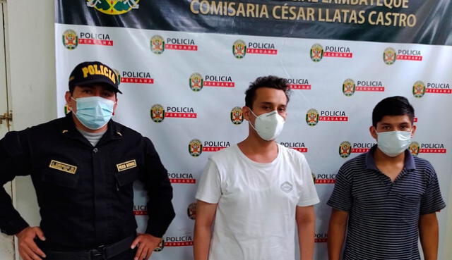 La Policía procedió a llevar a Robert Falla Piscoya y Wilmer Joaquin Villalba a la Comisaría César Llatas. Foto: PNP