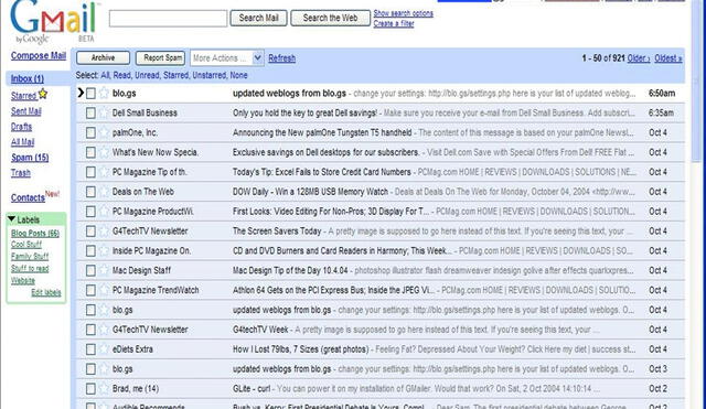 Así lucía la interfaz de Gmail hace algunos años. Foto: Bustle