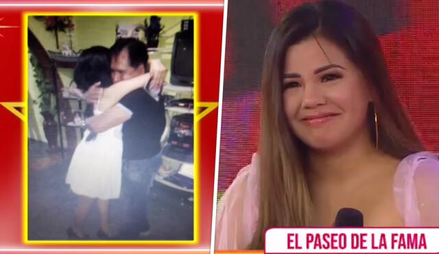 Estrella Torres se emociona al ver fotos donde aparece junto a su padre. Foto: captura de Latina