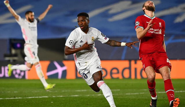 Real Madrid se impuso por 3-1 al Liverpool en el cotejo de ida por los cuartos de final de la UCL. Foto: AFP