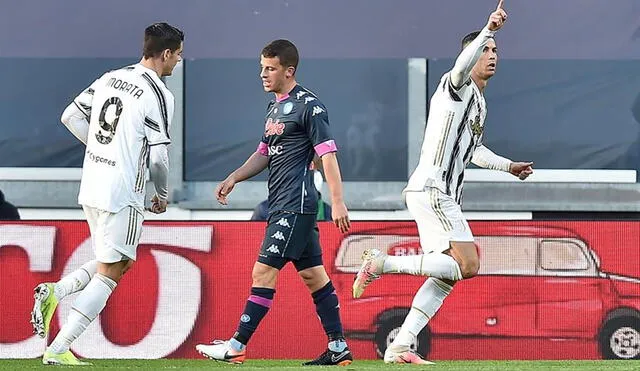 Cristiano Ronaldo celebra su gol con Juventus ante Napoli. Foto: EFE