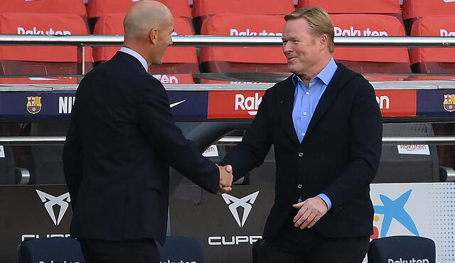 Este es el segundo clásico en el que Zidane y Koeman se enfrentarán como técnicos. Foto: AFP