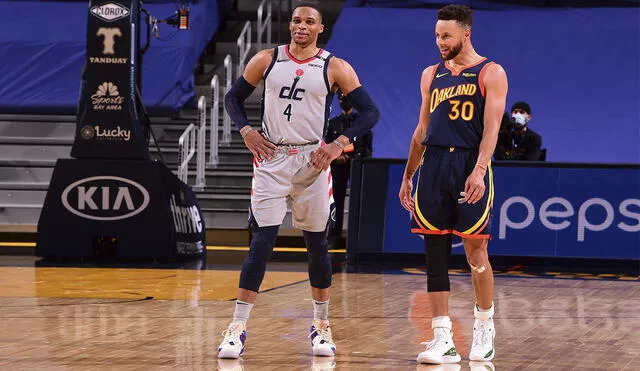 Stephen Curry y Russell Westbrook se vieron las caras este viernes 9 en la NBA. Foto: AFP