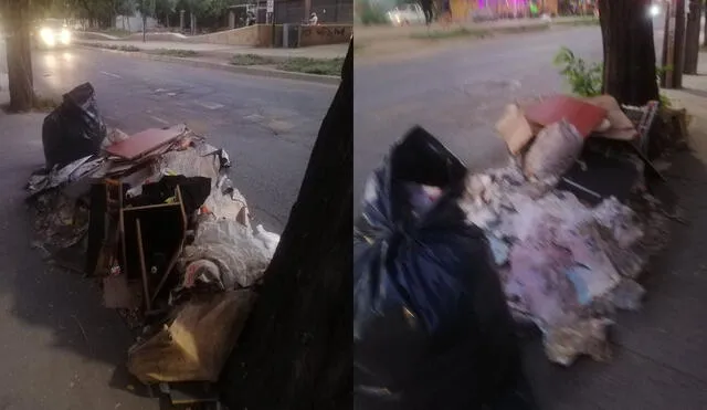 Acumulación de basura en toda la avenida Perú desde el mes de marzo. Foto: Twitter