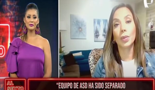 Mónica Cabrejos agradece a Karla Tarazona por reemplazarla en Al sexto día. Foto: captura de Panamericana TV