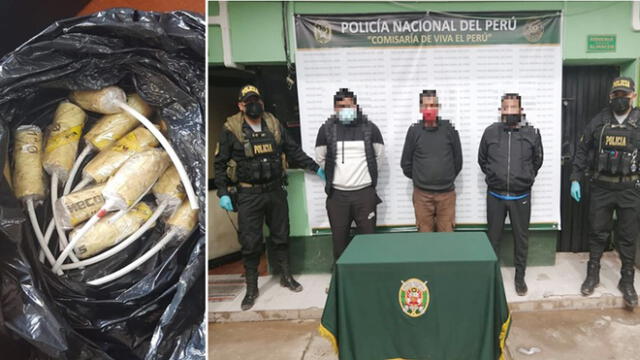 Cusco. Involucrados fueron detenidos con arma de fuego y explosivos. Foto: PNP