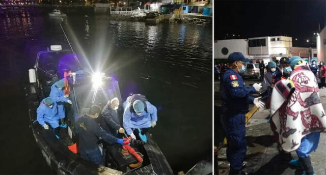 Rescate ocurrió la noche del último lunes 12 de abril en el Puerto de Ilo. Foto: Prensa Libre Ilo