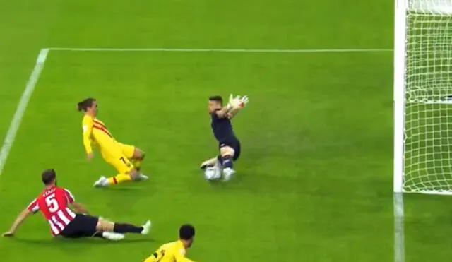 Griezmann falló en un mano a mano contra Unai Simón. Foto: DirecTV Sports