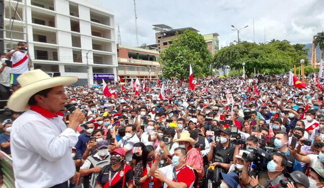 Castillo reunió a cientos de simpatizantes en una plaza de la ciudad de Jaén, Cajamarca. Foto: difusión