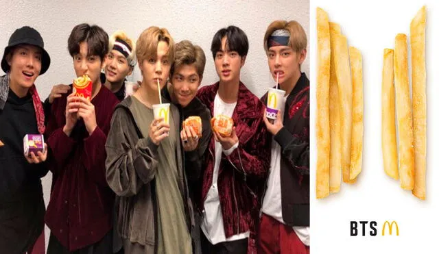 RM, Jin, Suga, Jimin, J-Hope, V y Jungkook de BTS posaron comiendo un combo de McDonald's. Foto: composición LR