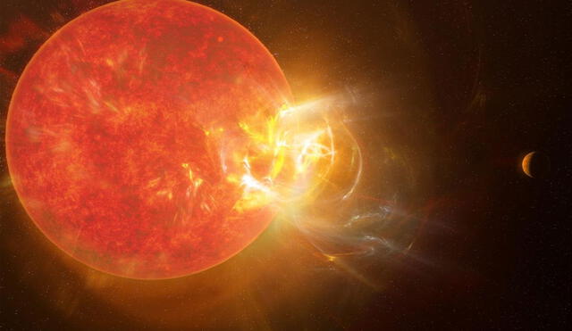 Representación del potente destello de Próxima Centauri, la estrella más cercana al Sol. Imagen: NRAO