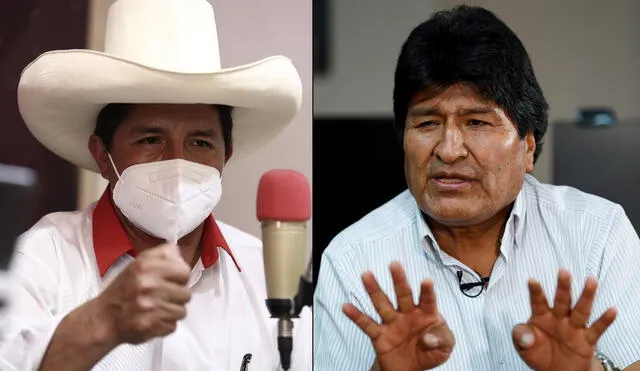 El aspirante de Perú Libre, Pedro Castillo, no respondió si habría alguna injerencia del expresidente de Bolivia, Evo Morales, en su candidatura. Foto: composición/La República