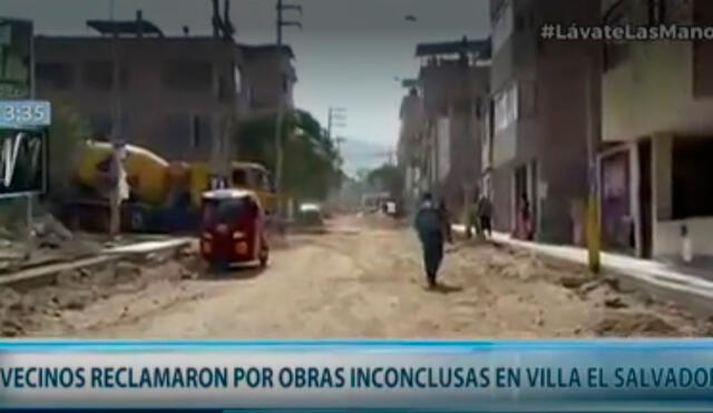 Vecinos de Villa El Salvador se muestran disconformes con el avance de las obras en su distrito. Foto: captura de Canal N