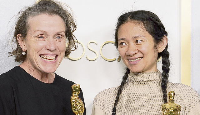 Ganadoras. Frances McDormand y Chloé Zhao triunfaron con Nomadland. Foto: difusión