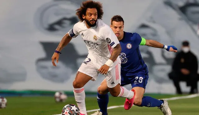 Marcelo fue capitán del Real Madrid en el primer partido contra el Chelsea por la Champions League 2020-21. Foto: EFE