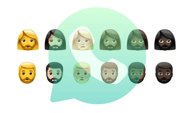 Emojis con distintos tonos de piel, barba, bigote y el largo del cabello. Foto: iOS 14.5