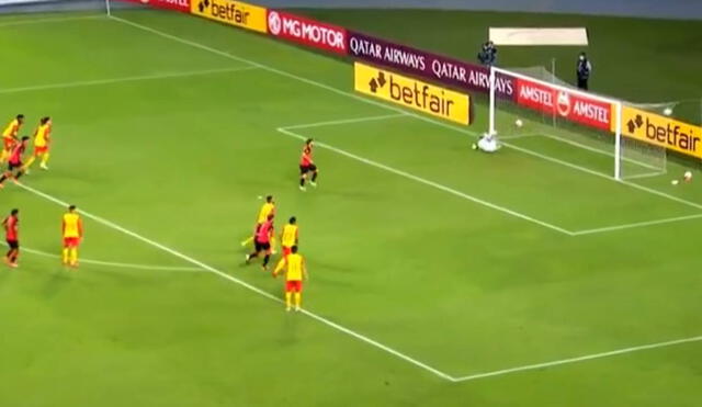 Bernardo Cuesta anotó el primer gol del rojinegro ante el Aucas. Foto: captura DirecTV