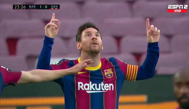 Lionel Messi abrió el marcador en el Camp Nou. Foto: ESPN 2