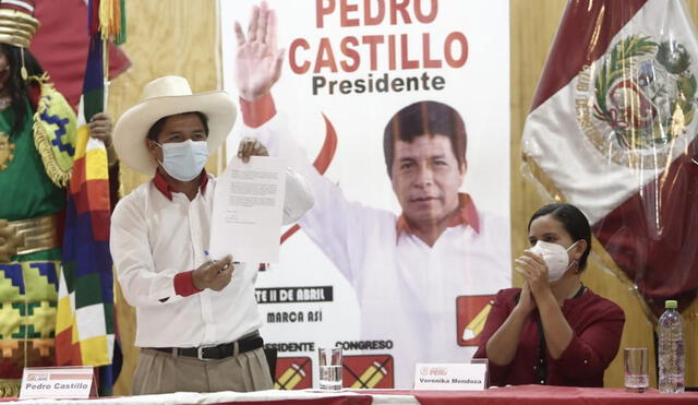 Mendoza brindó su apoyo al candidato presidencial de Perú Libre, Pedro Castillo. Foto: Antonio Melgarejo/La República