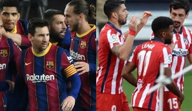 Barcelona y Atlético de Madrid se llevan dos puntos de diferencia en LaLiga. Foto: composición GLR/AFP