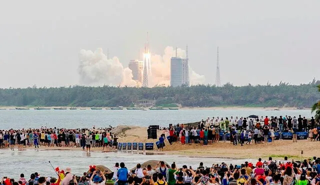 El cohete chino Long March 5B despegó el 29 de abril. Foto: AFP