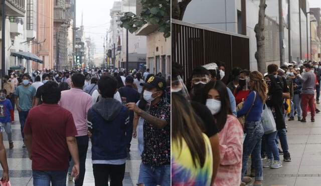 En el Jirón de la Unión, en el Cercado de Lima, no se respeta el distanciamiento social. Foto: composición/Carlos Félix/La República