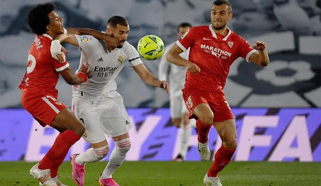 Real Madrid y Sevilla empataron por la jornada 35 de LaLiga Santander. Foto: AFP
