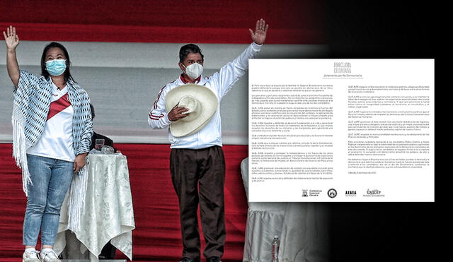 Las organizaciones que promueven este juramento plantearán una propuesta a Fujimori y Castillo para que se pueda formalizar este compromiso. Foto: Composición La República/ Gerson Cardoso