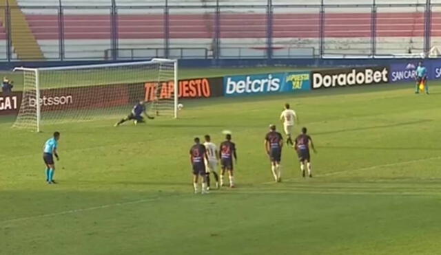 Hernán Novick anotó el gol tras un penal generado por Nelson Cabanillas. Foto: captura Gol Perú