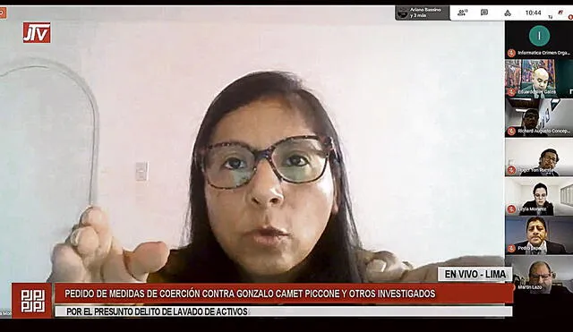 Audiencia. Fiscal Eliana More sustentó el pedido ante el juez Concepción Carhuancho. Foto: captura Justicia TV