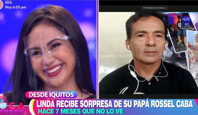 Linda Caba, vocalista de Explosión de Iquitos, y su padre se reencuentran en En boca de todos. Foto: captura de América TV
