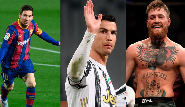 Figuras como Messi, Ronaldo y McGregor superaron los 100 millones de dólares en el último año. Foto: composición/AFP