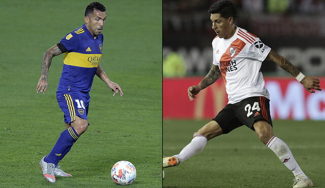 Boca y River buscarán este domingo clasificar a las semifinales de la Copa de la Liga Profesional. Foto: composición/AFP