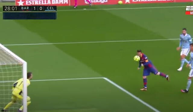 Messi rompe el cero en el Camp Nou con golazo de cabeza. Foto: ESPN