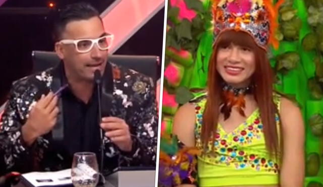 Santis Lesmes le reclama a La Uchulú por cantar solo canciones de la selva en El artista del año. Foto: captura de América TV