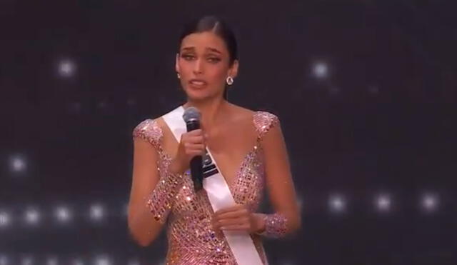 Durante el certamen Miss Universo 2021, Janick Maceta se identificó con las víctimas de violencia sexual. Foto: captura de Telemundo
