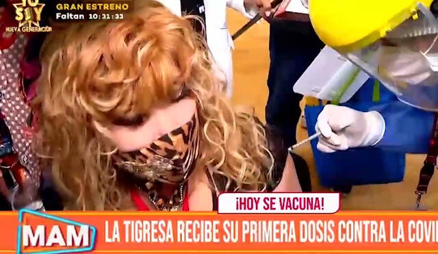 La Tigresa del Oriente se emociona tras ser vacunada contra el coronavirus. Foto: captura de Latina