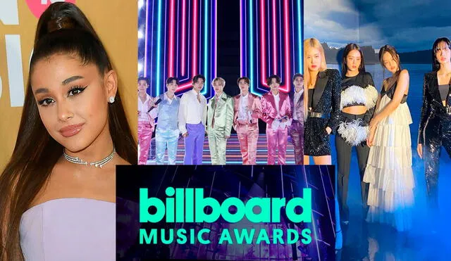 Ariana Grande, BTS y BLACKPINK figuran entre los nominados de la categoría top social de los Billboard Music Awards 2021. Foto: composición AFP/Vogue