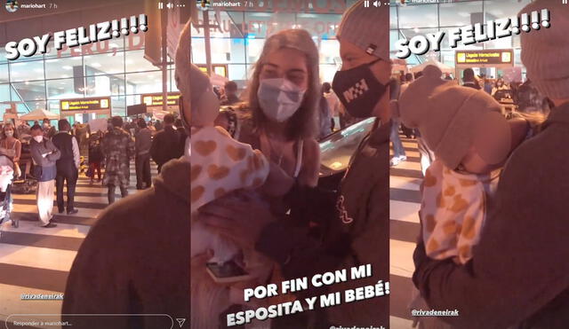 El emotivo reencuentro de Korina Rivadeneira y Mario Hart en el aeropuerto. Foto: Mario Hart/ Instagram