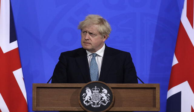 Britain's Prime Minister Boris Johnson gives an update on the coronavirus Covid-19 pandemic during a virtual press conference inside the new Downing Street Briefing Room in central London on May 14, 2021. (Photo by Matt Dunham / POOL / AFP)