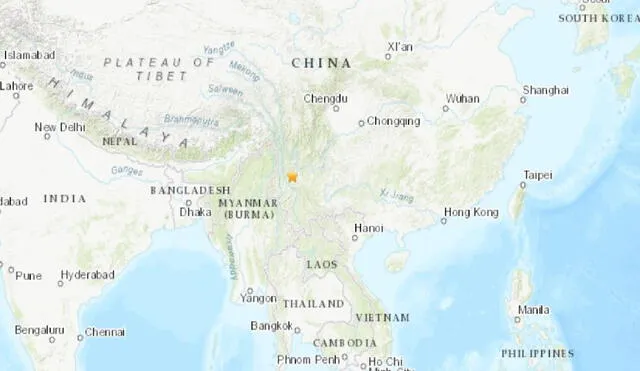 El sismo se registró en la provincia china de Yunnan. Foto: USGS