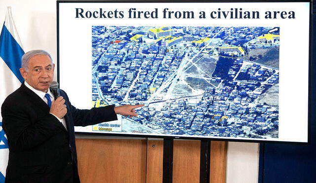Benjamin Netanyahu afirmó que el Ejército de Israel es el único que avisa a la población civil de bombardeos inminentes. Foto: AFP